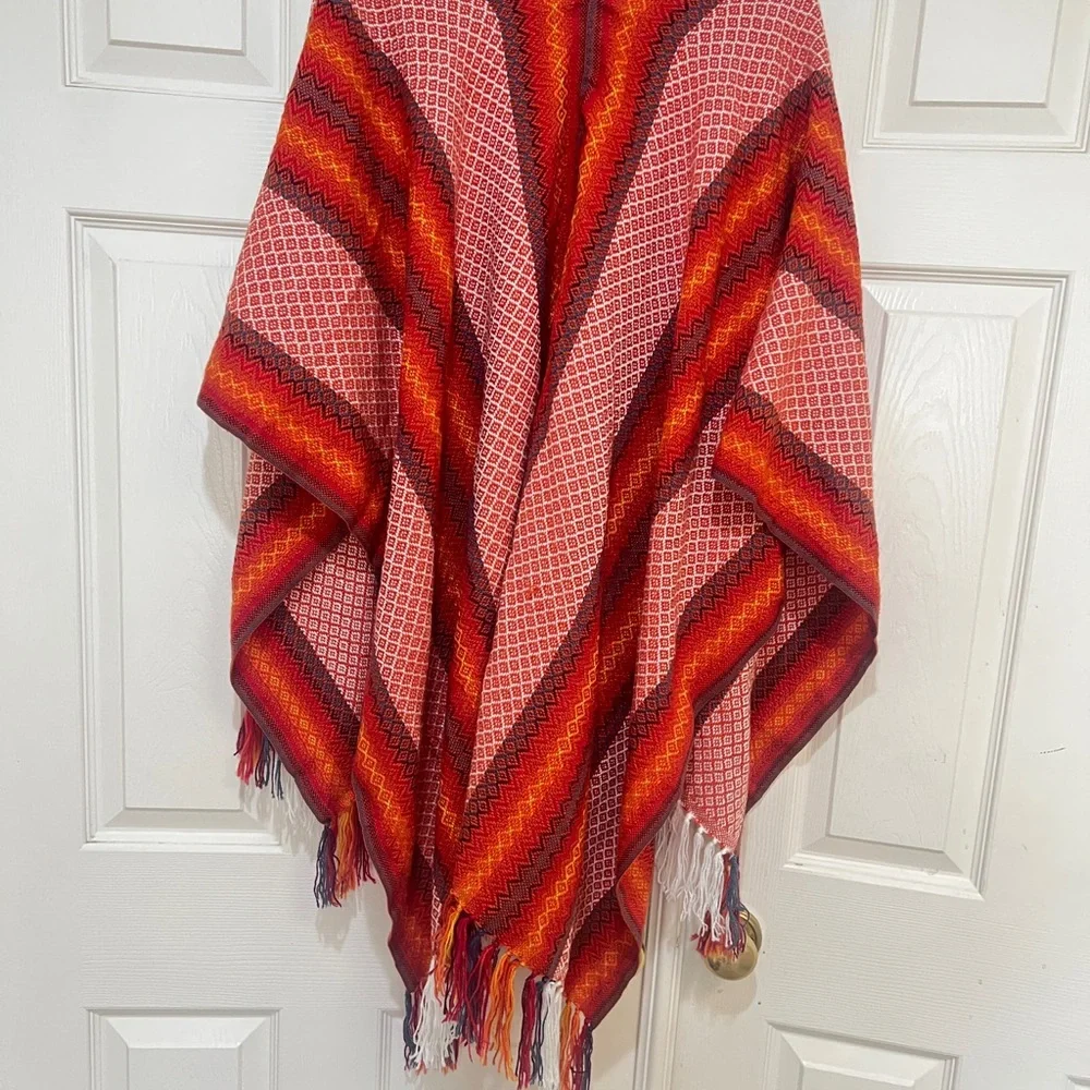 Women One Size Colorful Tribal‎ Soft Knit Fringe Cozy Shawl Poncho Southwestern